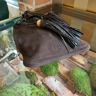 MIUMIU Brown Suede Tassel Handbag