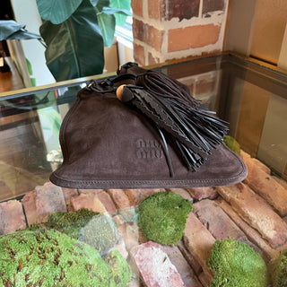 MIUMIU Brown Suede Tassel Handbag