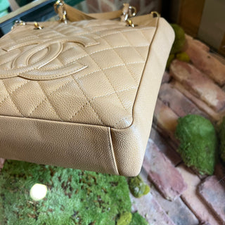 CHANEL Petite Shopping Tote PST Beige Caviar Leather Tote