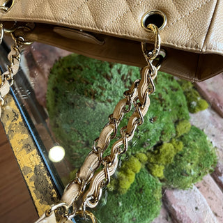 CHANEL Petite Shopping Tote PST Beige Caviar Leather Tote