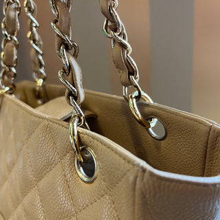 CHANEL Petite Shopping Tote PST Beige Caviar Leather Tote
