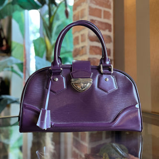 LOUIS VUITTON Montaigne GM Purple Epi Leather Satchel Bag