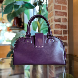 LOUIS VUITTON Montaigne GM Purple Epi Leather Satchel Bag