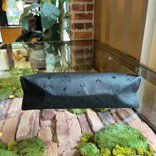 MCM Black Visetos Monogram Canvas Clutch
