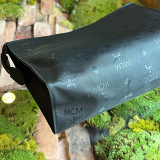 MCM Black Visetos Monogram Canvas Clutch