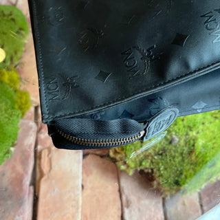 MCM Black Visetos Monogram Canvas Clutch