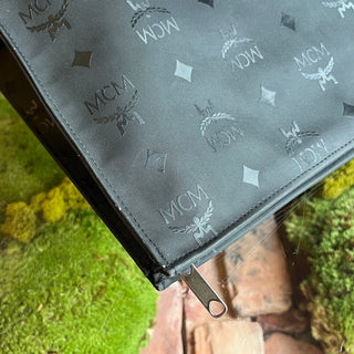 MCM Black Visetos Monogram Canvas Clutch