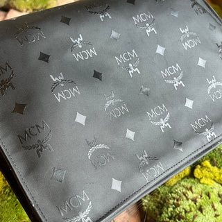 MCM Black Visetos Monogram Canvas Clutch