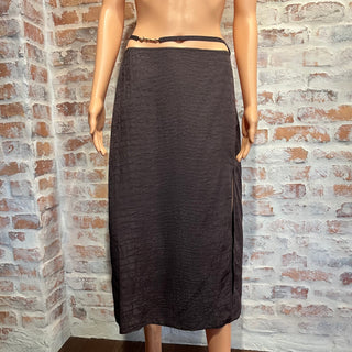 JACQUEMUS La Jupe Notte Brown Croc Viscose Midi Skirt SZ40