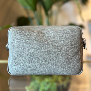 PRADA Double Zip Camera Bag Gray Leather Crossbody Bag