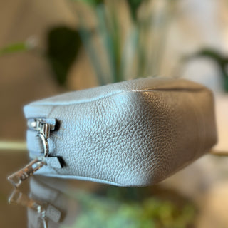 PRADA Double Zip Camera Bag Gray Leather Crossbody Bag