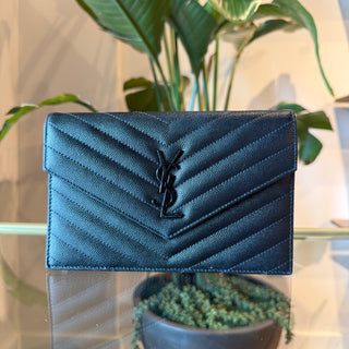 SAINT LAURENT Monochrome Cassandre Envelope Wallet on Chain