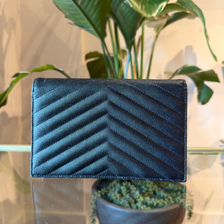 SAINT LAURENT Monochrome Cassandre Envelope Wallet on Chain