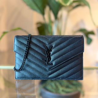 SAINT LAURENT Monochrome Cassandre Envelope Wallet on Chain
