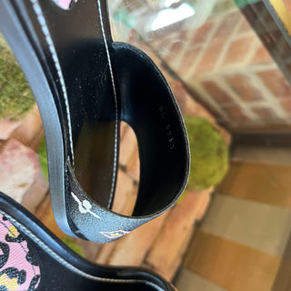 LOUIS VUITTON Lock It Black Monogram Wild At Heart Flat Mule SZ39(9US)