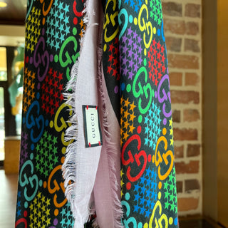 GUCCI GG Psychedelic Modal Silk Printed Scarf