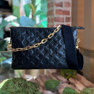 LOUIS VUITTON Coussin MM Black Monogram Embossed Leather Shoulder Bag