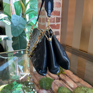 LOUIS VUITTON Coussin MM Black Monogram Embossed Leather Shoulder Bag