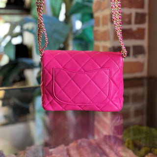 CHANEL Twist Your Buttons Flap Small Pink Quilted Caviar Crossbody