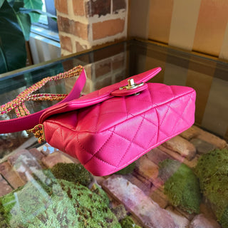 CHANEL Twist Your Buttons Flap Small Pink Quilted Caviar Crossbody
