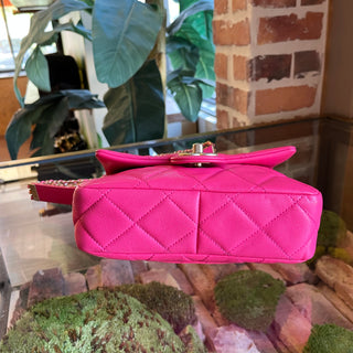CHANEL Twist Your Buttons Flap Small Pink Quilted Caviar Crossbody