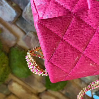 CHANEL Twist Your Buttons Flap Small Pink Quilted Caviar Crossbody
