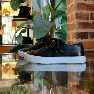 HERMES Deep Noir Calfskin Lace Up Sneakers SZ37(7US)
