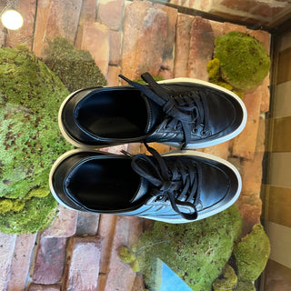 HERMES Deep Noir Calfskin Lace Up Sneakers SZ37(7US)