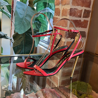 TOM FORD Padlock Pointy Naked Red Shiny Leather Heels SZ39(9US)
