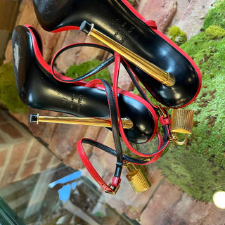 TOM FORD Padlock Pointy Naked Red Shiny Leather Heels SZ39(9US)
