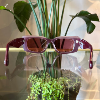 FERRAGAMO SF1079S 614 Red Acetate Rectangle Sunglasses