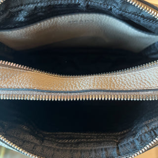 PRADA Double Zip Camera Bag Gray Leather Crossbody Bag