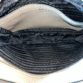 PRADA Double Zip Camera Bag Gray Leather Crossbody Bag