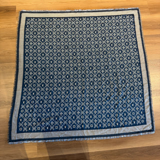 LOUIS VUITTON "Since 1854" Blue Silk/Wool Scarf