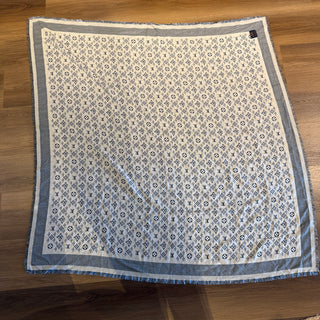 LOUIS VUITTON "Since 1854" Blue Silk/Wool Scarf