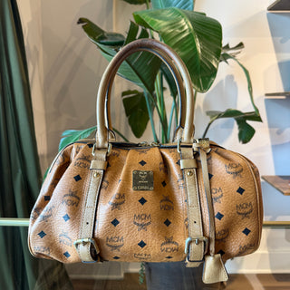 MCM Cognac Visetos Boston bag