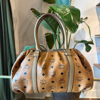 MCM Cognac Visetos Boston bag