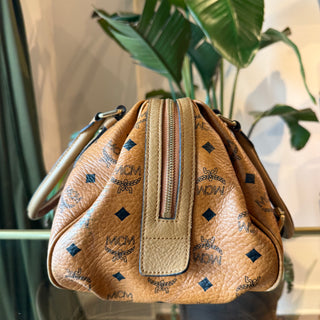 MCM Cognac Visetos Boston bag