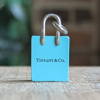 TIFFANY & CO Enamel Shopping Bag Sterling Silver Charm