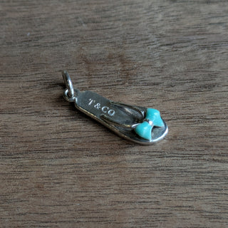 TIFFANY & CO Sterling Silver Blue Enamel Flip Flop Charm