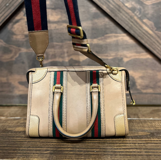 GUCCI Bauletto Small Tan Double G Satchel Bag
