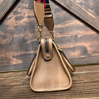 GUCCI Bauletto Small Tan Double G Satchel Bag