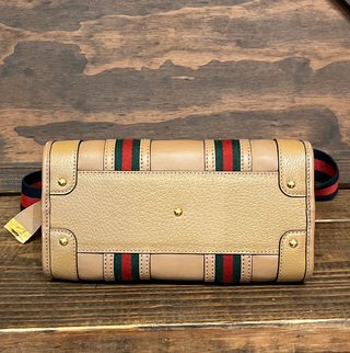 GUCCI Bauletto Small Tan Double G Satchel Bag