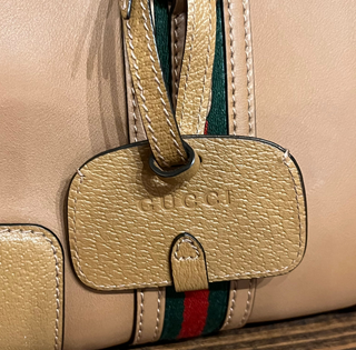 GUCCI Bauletto Small Tan Double G Satchel Bag