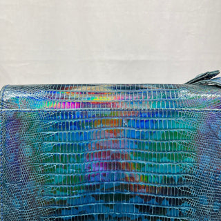 FENDI Vintage Lizard Iridescent Blue Shoulder Bag