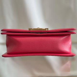 CHANEL Coral Pink Caviar Leather Small Boy Bag