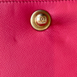 CHANEL Coral Pink Caviar Leather Small Boy Bag