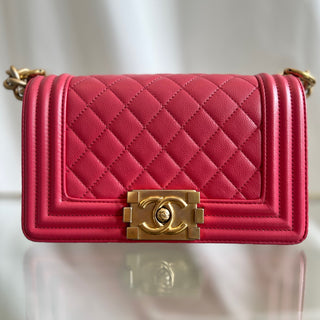 CHANEL Boy Coral Caviar Chain Shoulder Bag