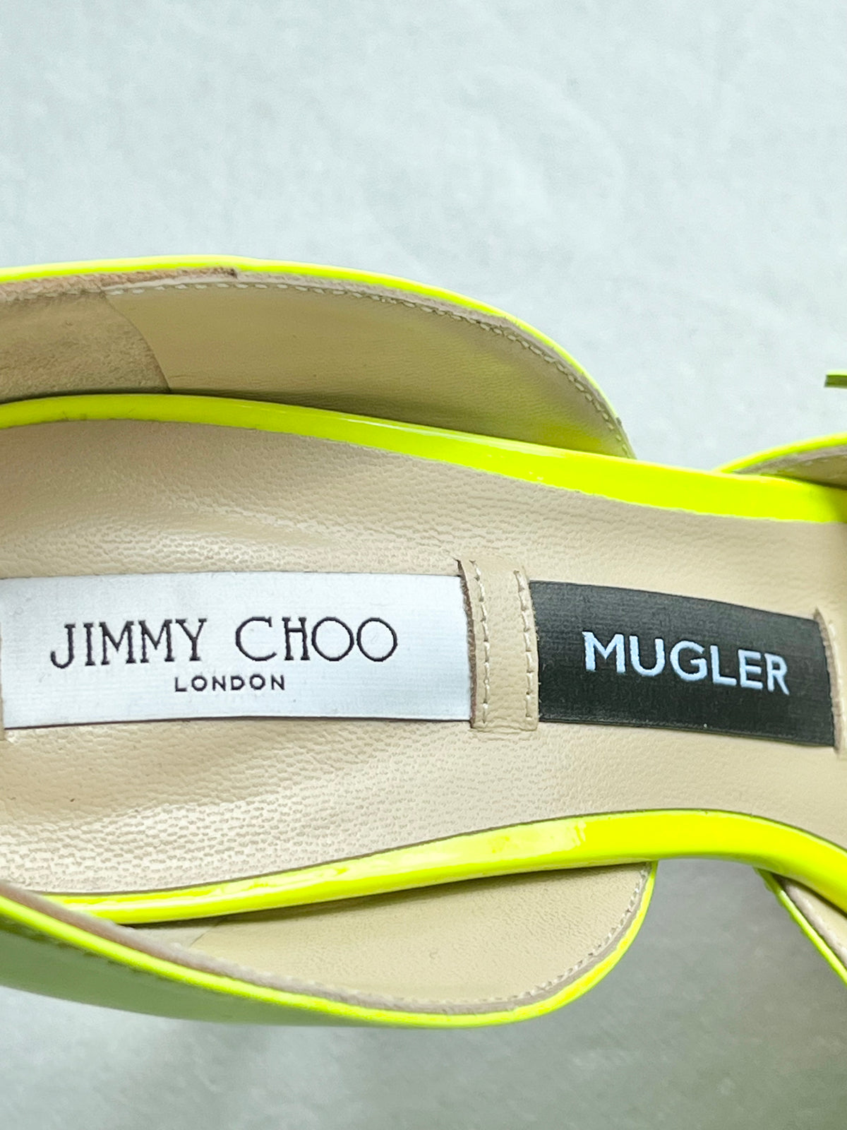 Jimmy Choo X Mugler Yellow Patent Leather Pump Heels SZ 39.5