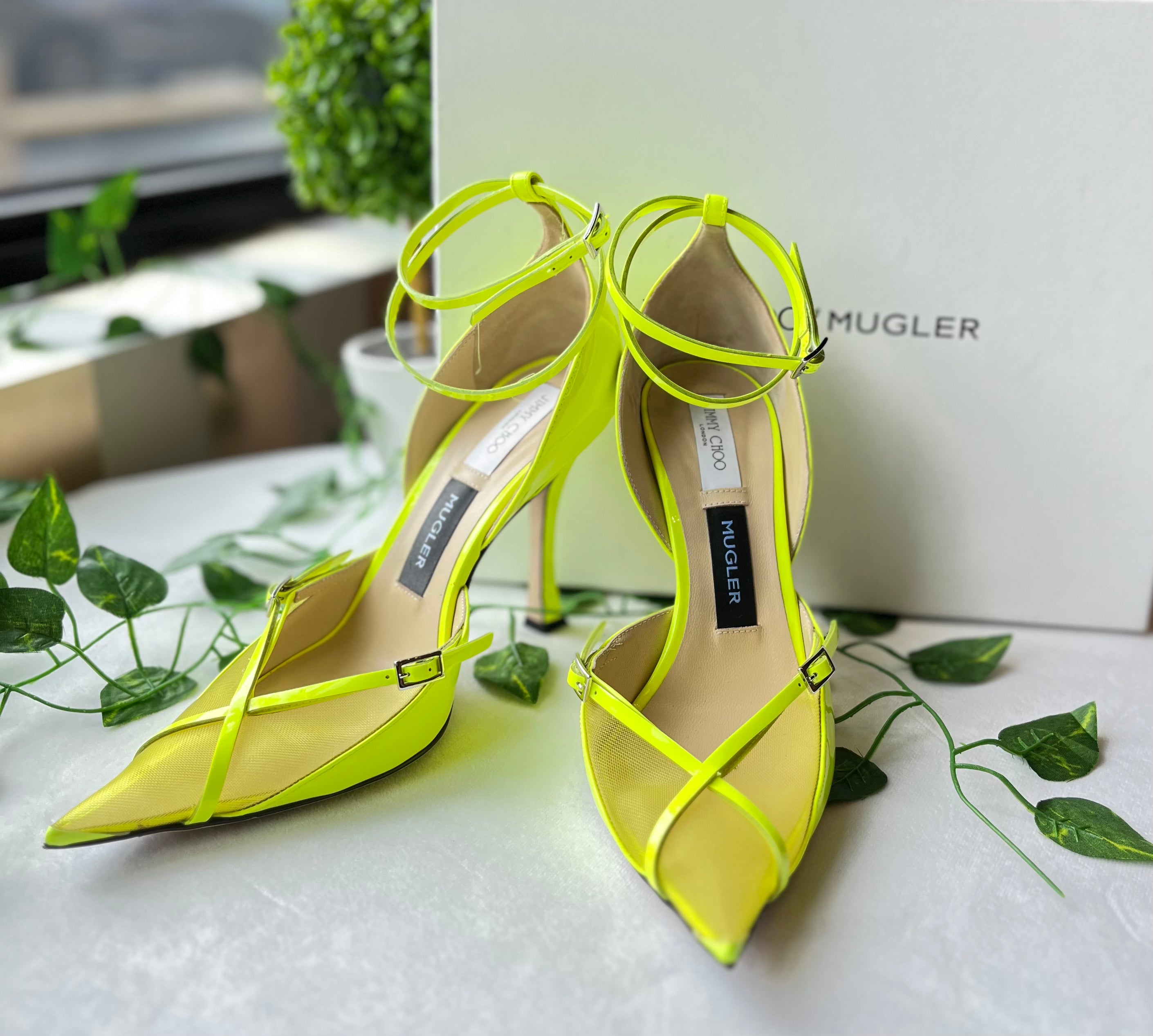 Jimmy Choo X Mugler Yellow Patent Leather Pump Heels SZ 39.5 - The 